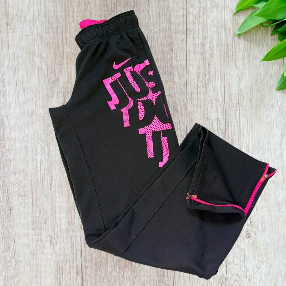 Nike Women Therma-Fit Just Do It Ankle Zip Pants Jogger - Size S - Black‎